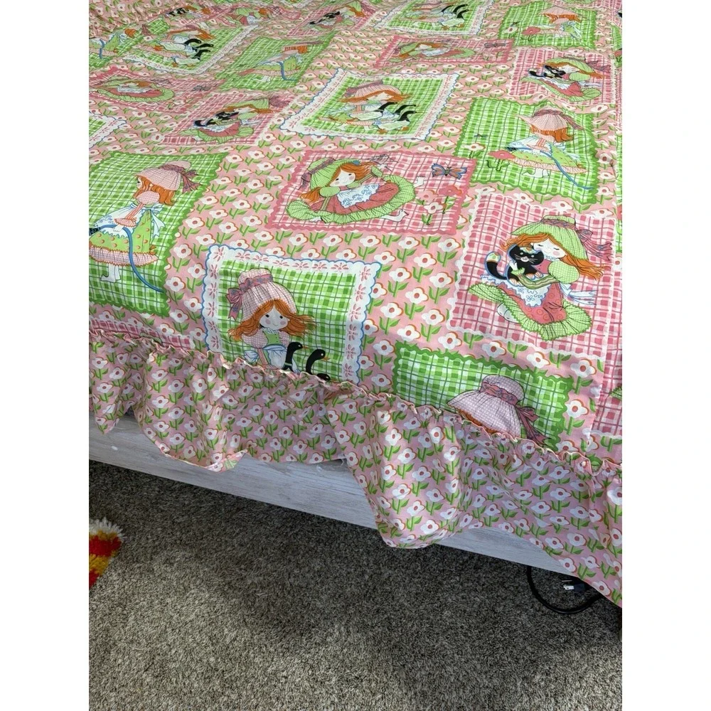 Sears 1970s Katies Patchwork Design Holly Hobby Fabric Bed Spread Cover/ Curtain